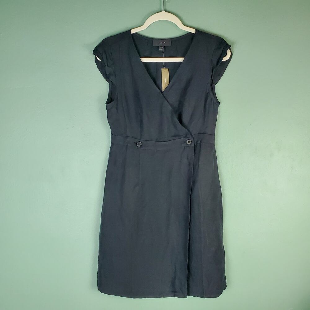J. Crew Women's Black Linen-Cupro Sheath Dress Size 10P Petite